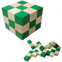 Cubeskool Wooden Snake Cube Puzzle Toy In Green Colour